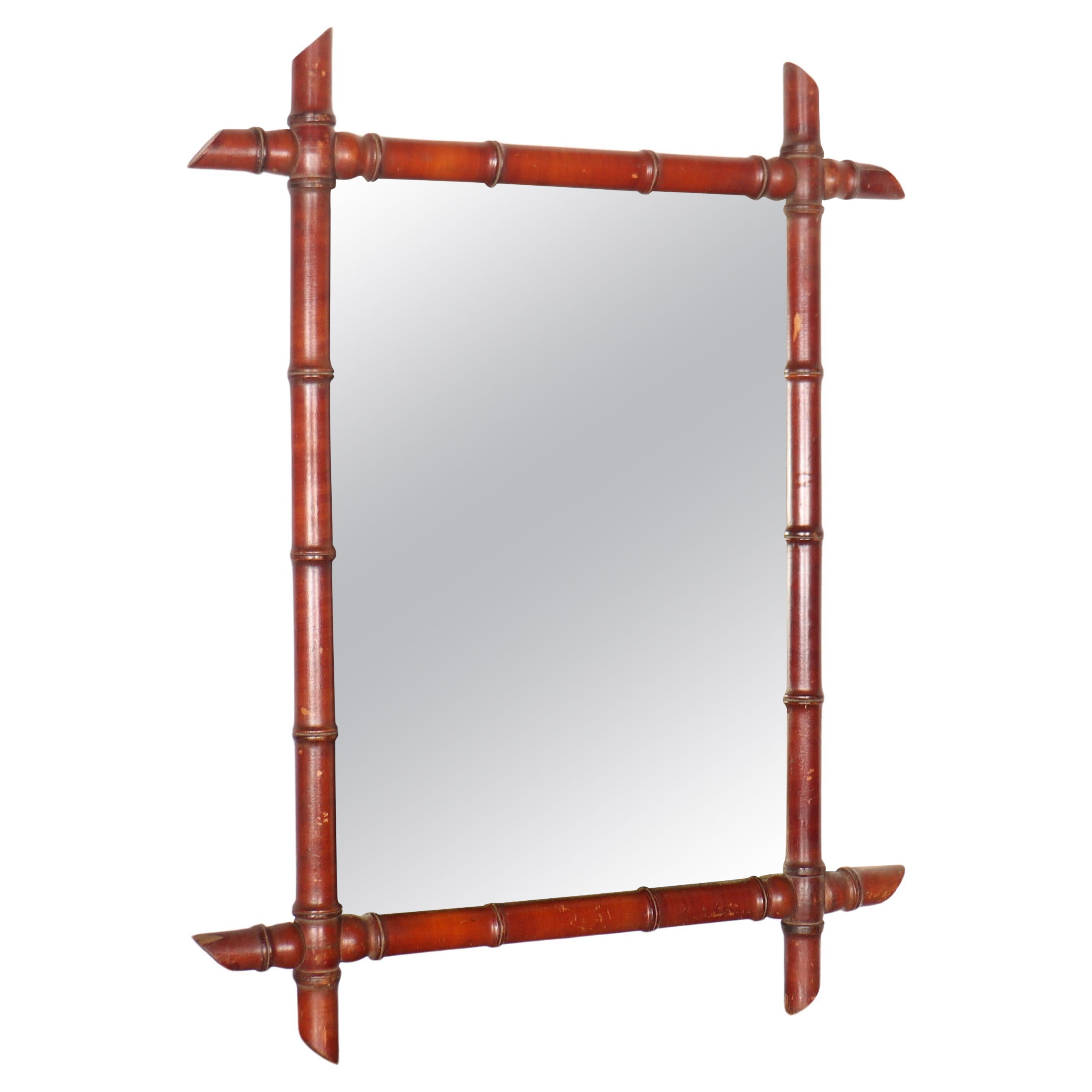 French Faux Bamboo Mirror For Sale