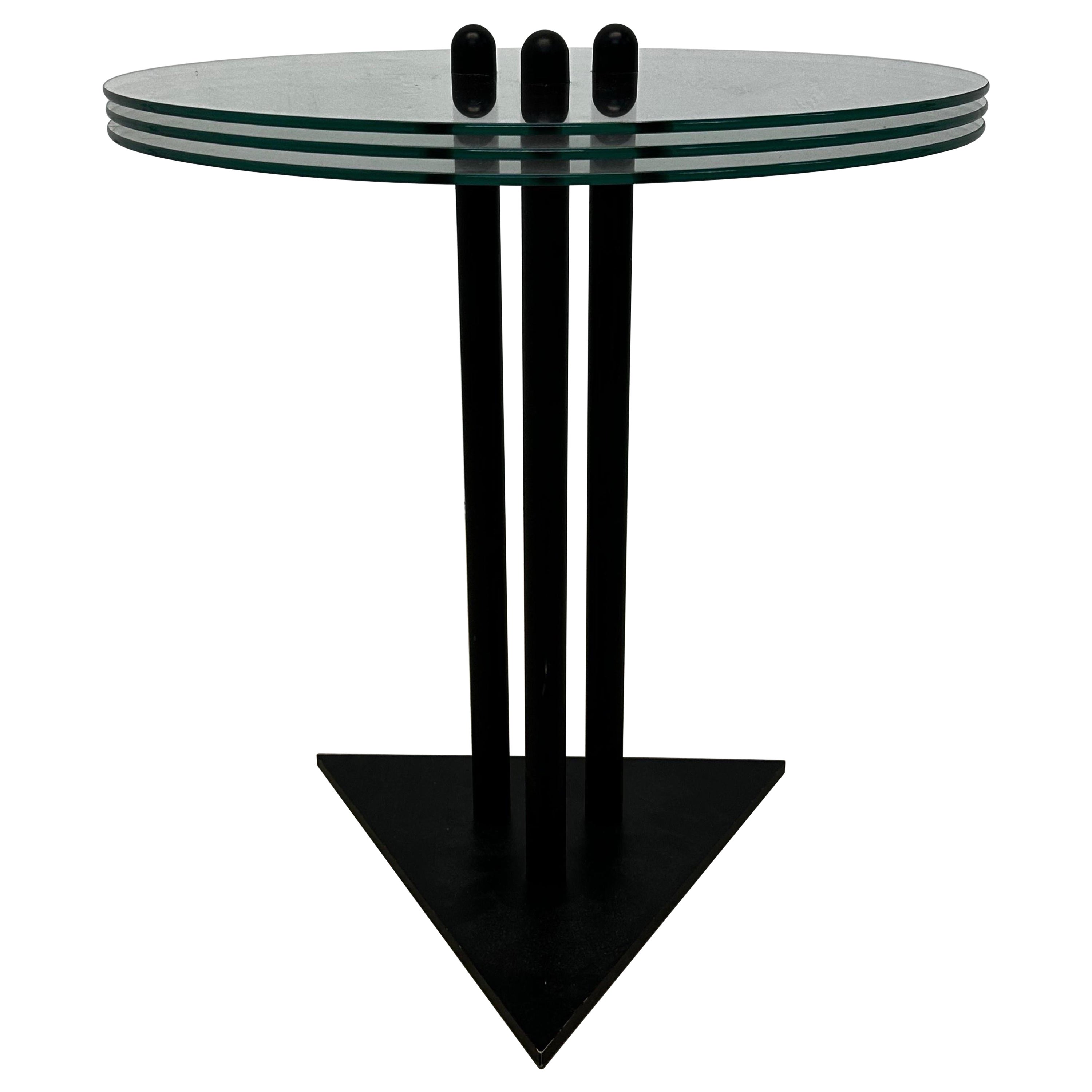 Table d'appoint ou d'extrémité postmoderne en verre de Becker Designs, 1990
