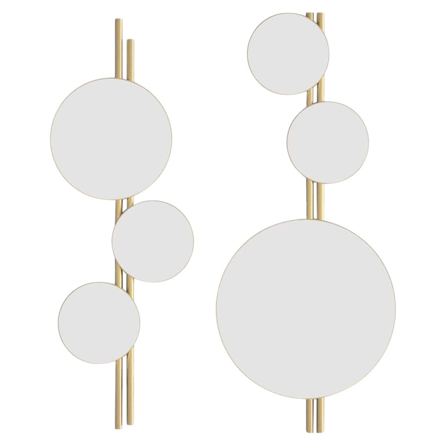 Art Deco Flute Wall Mirror Set/2, Oxidized Brass, Handmade by Greenapple For Sale