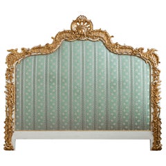 French Early 20th Century Louis XV Style Large Gilt wood Headboard