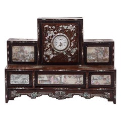 A Chinese huanghuali, wumu and mother-of-pearl watch holder