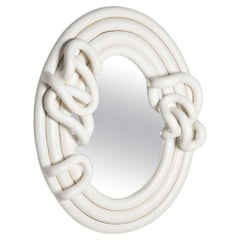 White glazed stoneware mirror by Clémentine Dupré, 2023