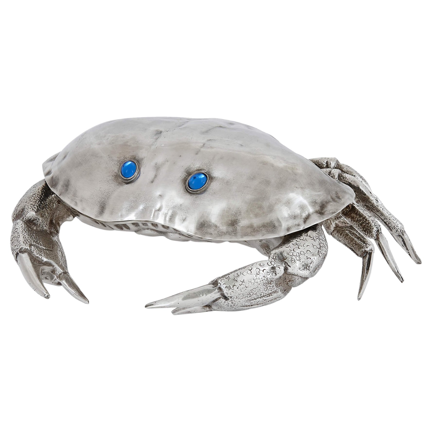 Italian Silver-Plated Crab-Form Caviar Dish Attributed to Franco Lapini For Sale