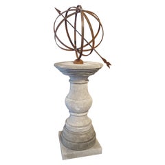 Antique Italian Baluster Form Sundial in Carved Limestone