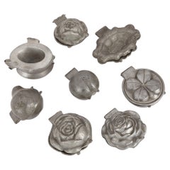 Antique Collection of Eight American Pewter Ice Cream Moulds 