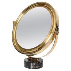Brass and Black Marble "Narciso" Table Mirror by Mazza for Artemide, Italy 1960s
