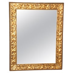 Antique Italian Rococo Carved Gold Gilt Rectangle Mirror