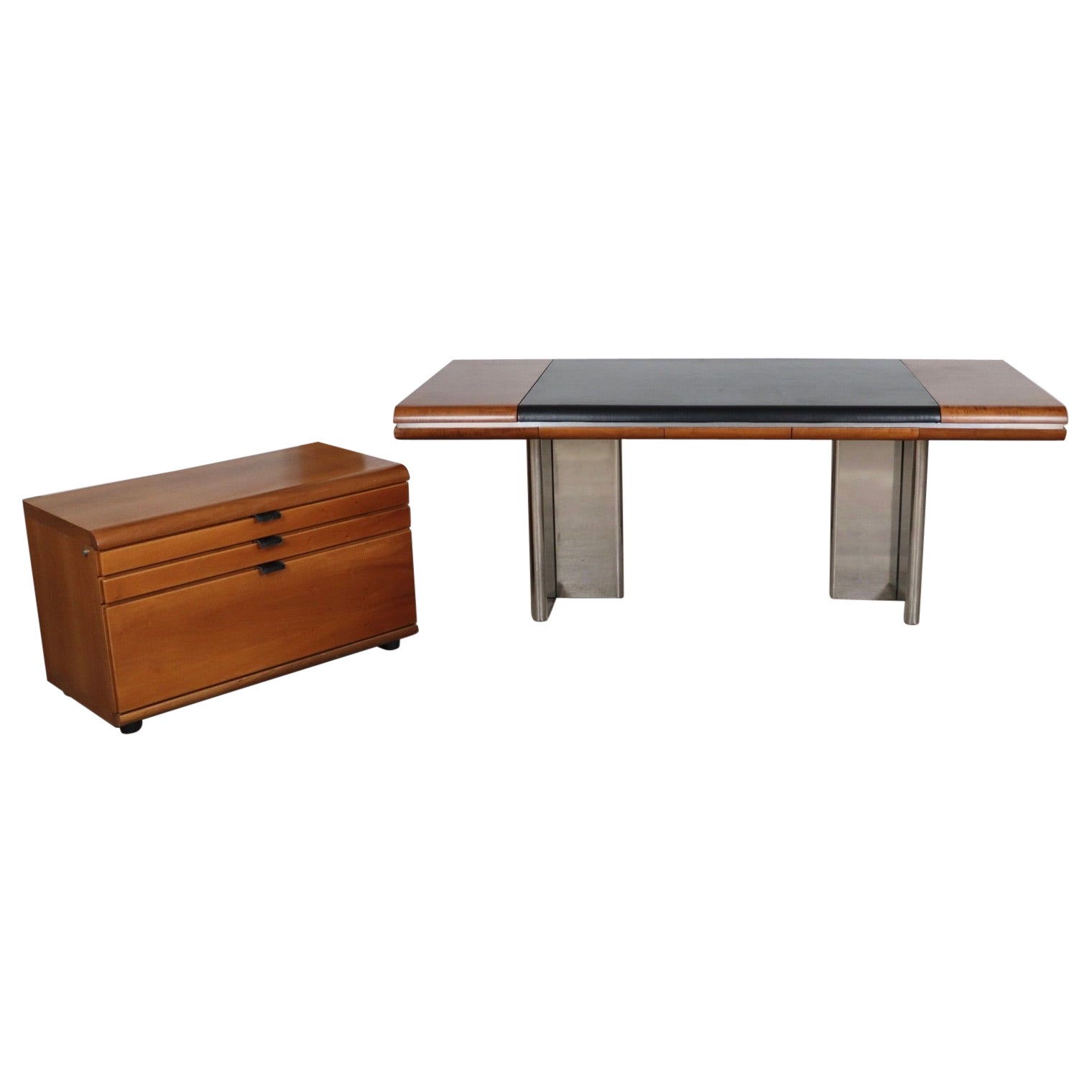 Hans Von Klier For Skipper Executive Desk And Credenza, Italy, 1970s For Sale