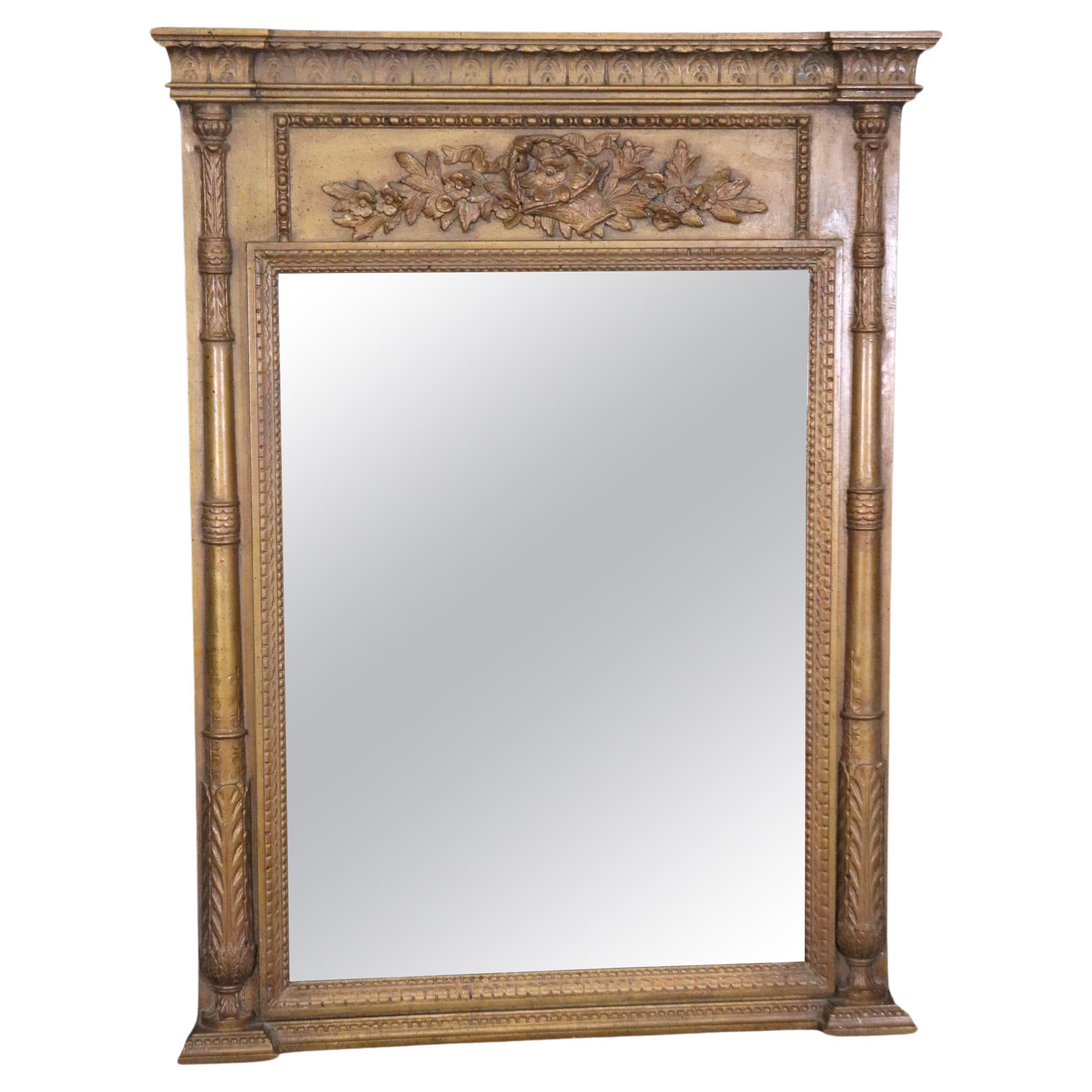 French Louis XVI Carved Gold Gilt Trumeau Mirror For Sale