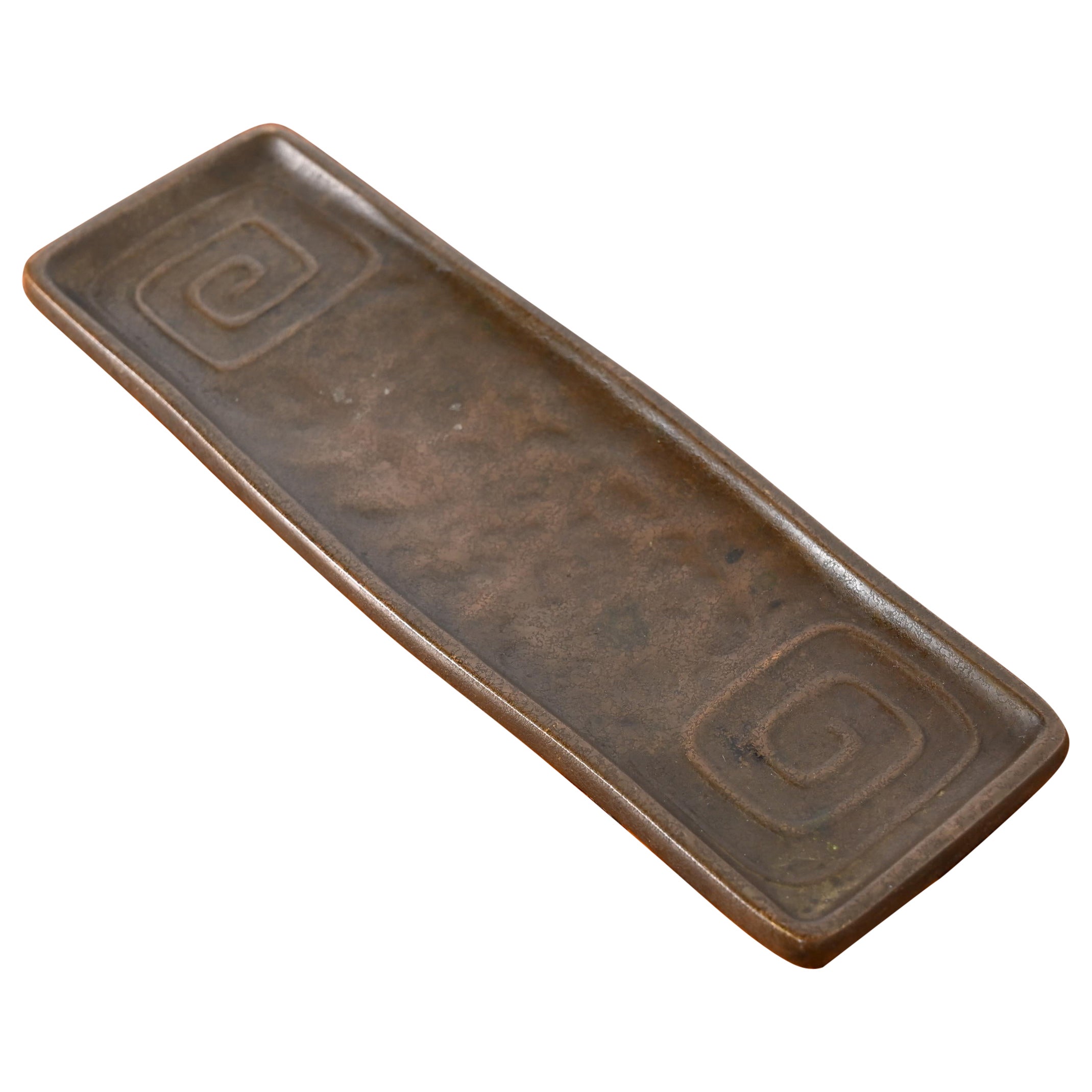 Tiffany Studios New York Art Deco Griechischer Schlüssel Bronze Stift Tablett im Angebot