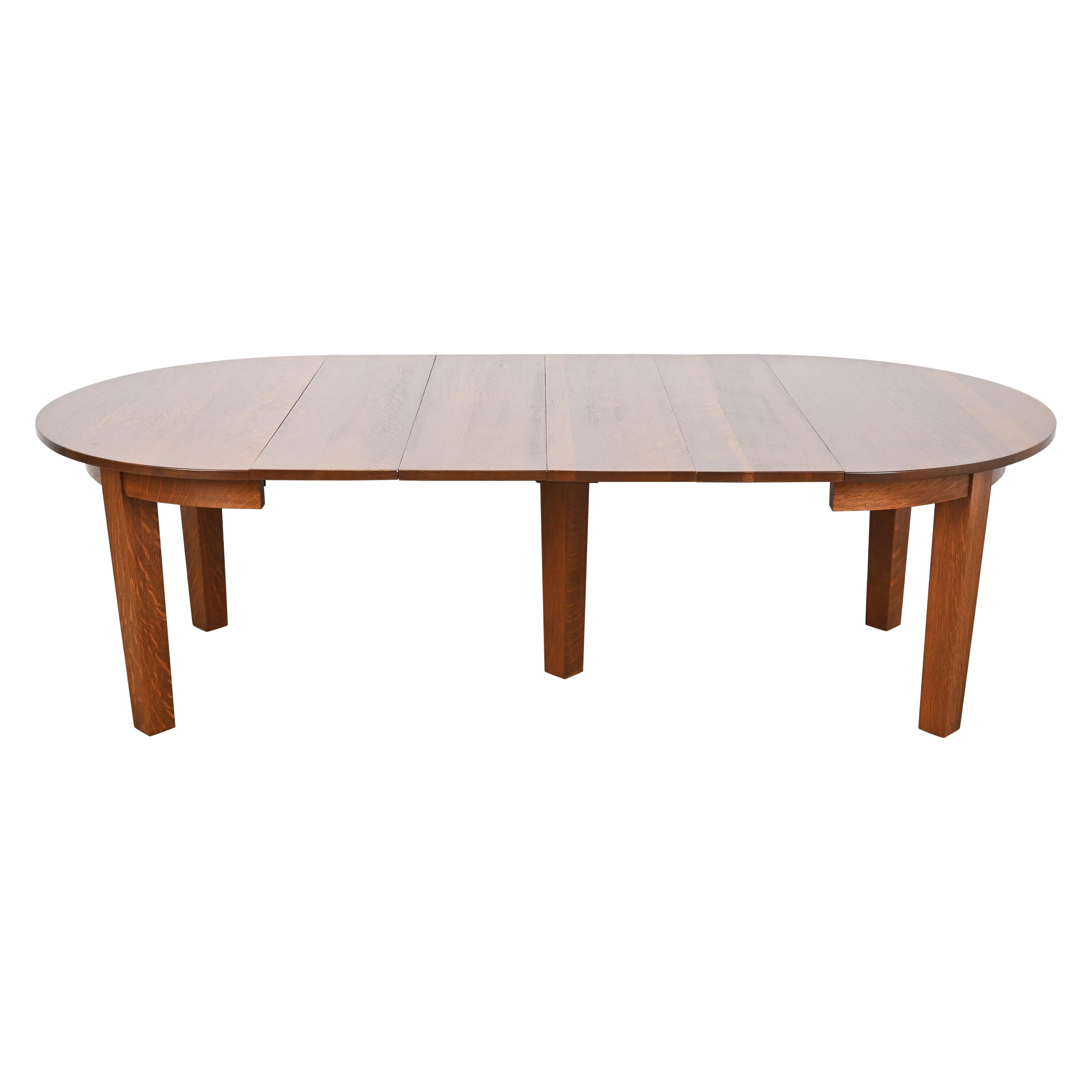 Gustav Stickley Mission Oak Arts & Crafts Extension Dining Table, Newly Restored For Sale