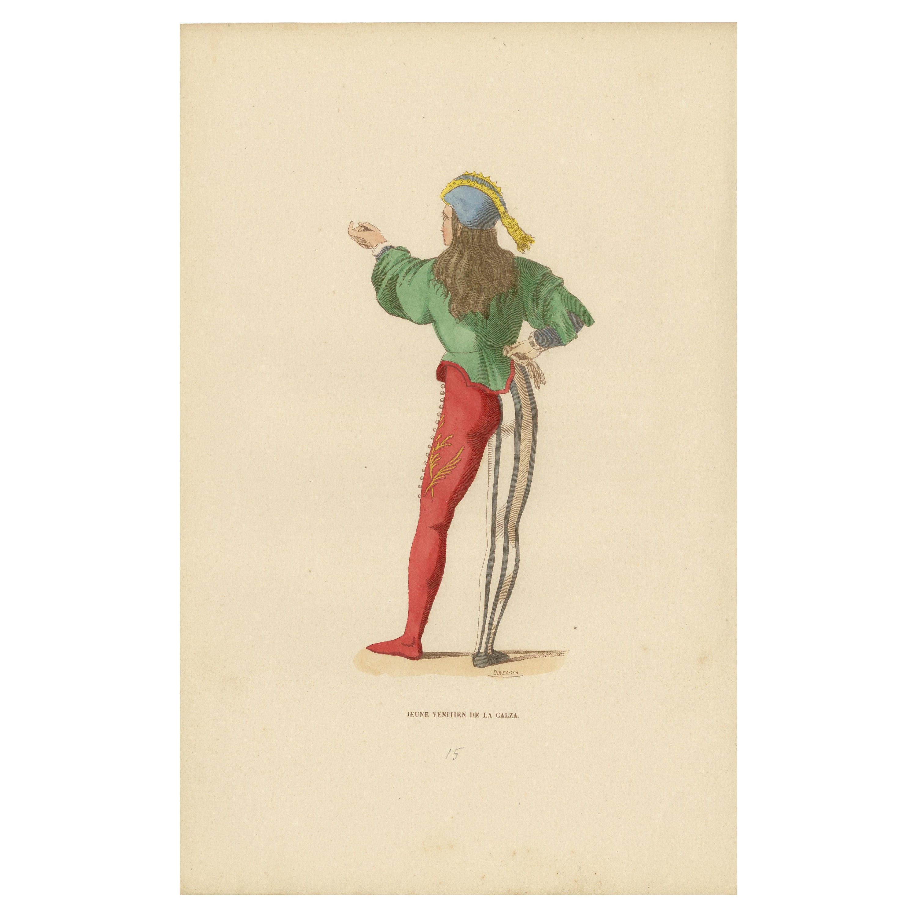 Youthful Extravagance: A Member of the Venetian Calza, 1847 For Sale