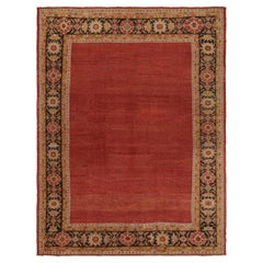 Antiker persischer Sultanabad-Teppich aus Sultanabad mit rotem, offenem Feld von Rug & Kilim