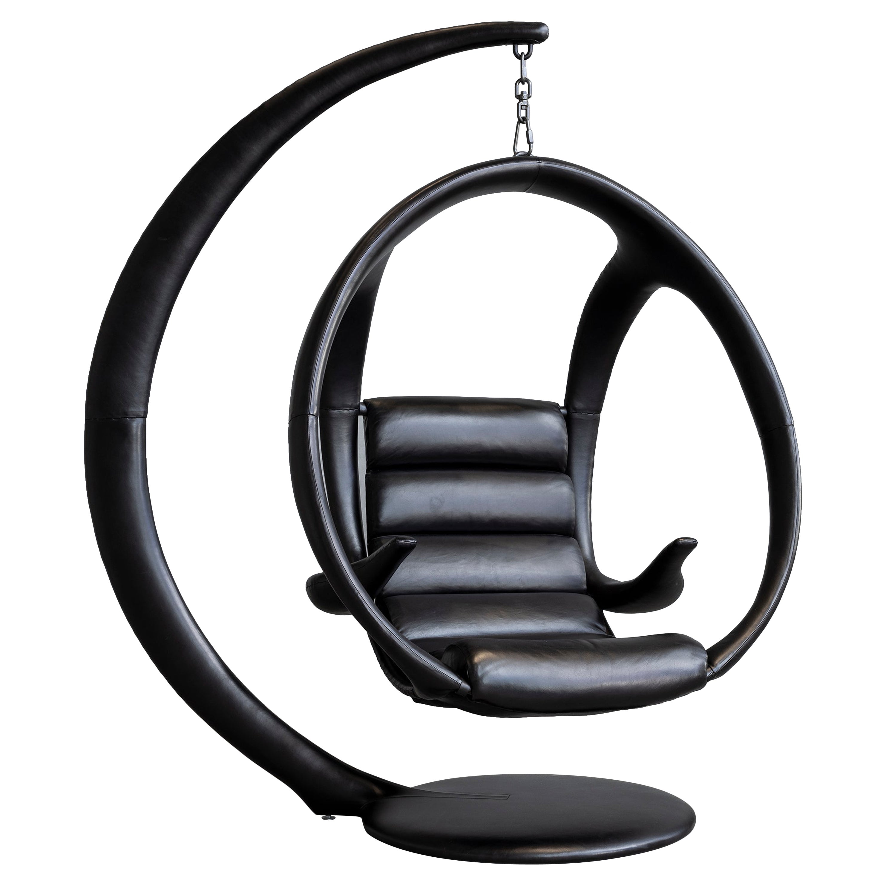 William Emmerson "Ab Ovo" Leather Hanging Pod Chair For Sale