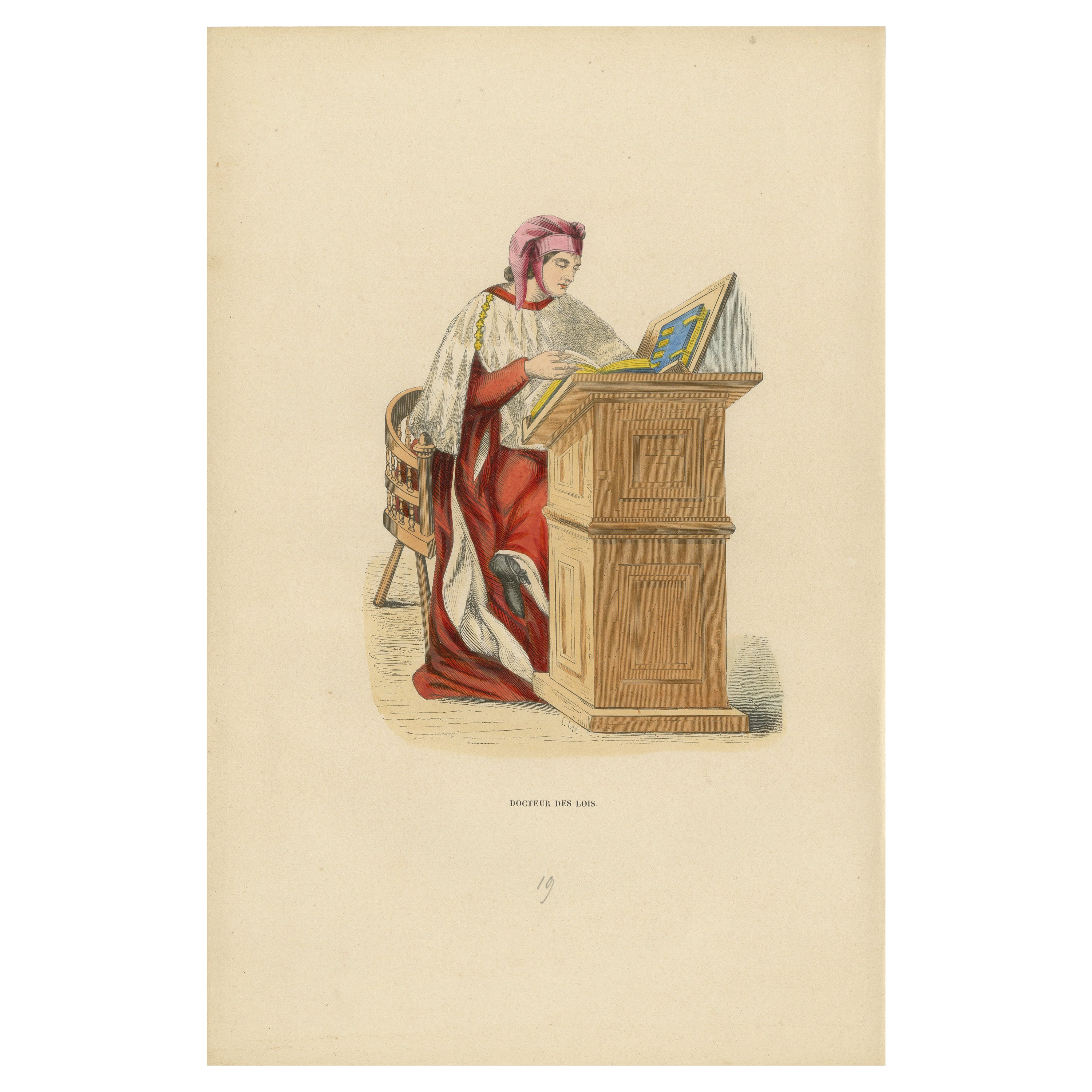 Scholar of the Codex: A Medieval Jurist in Study, 1847 For Sale