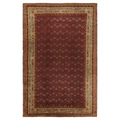 Oversized Antique Axminster Rug in Red with Green Patterns