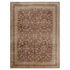 Tapis antique de Samarkand en Brown avec des motifs dorés, de Rug & Kilim