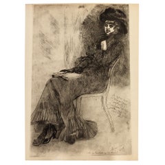 Felicien Rops (1833-1898) Belgian Original Etching 19th Century 