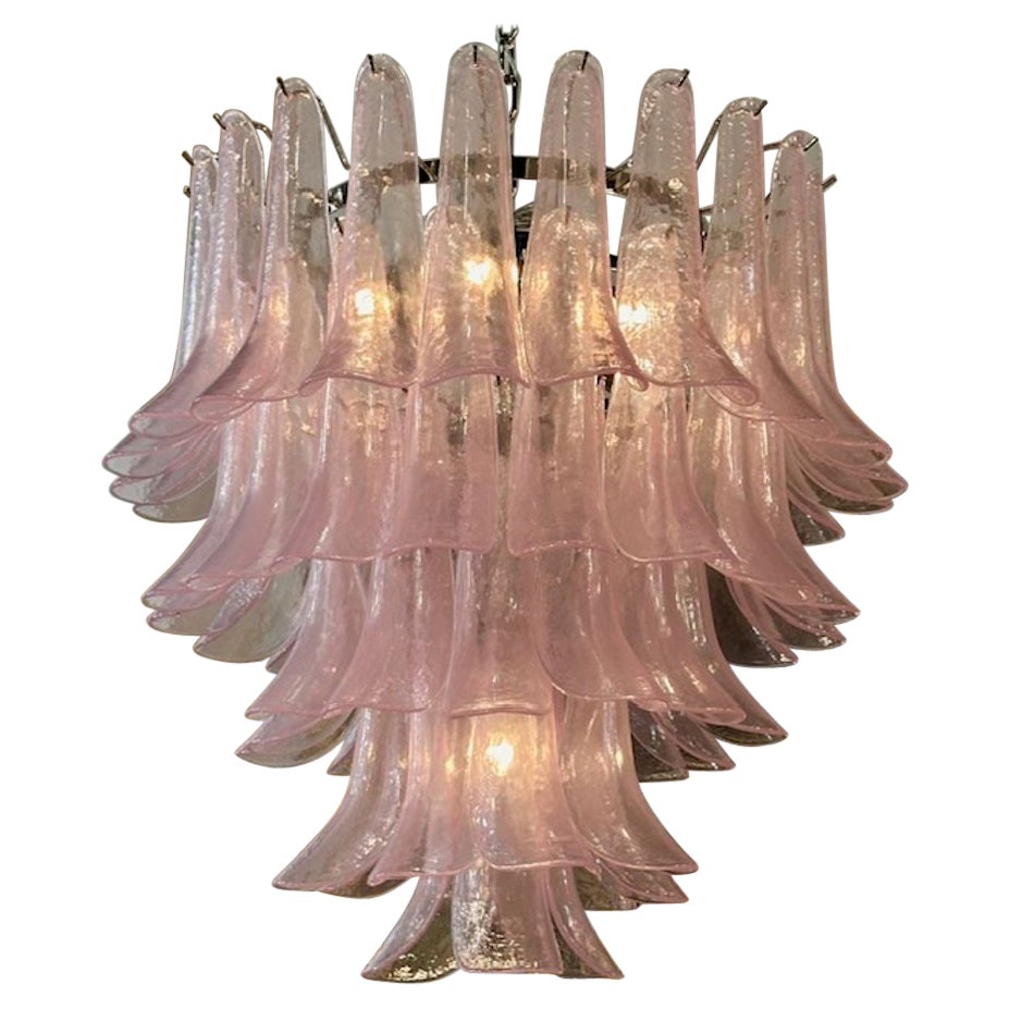Murano Saddle Waterfall Chandelier in Pink For Sale