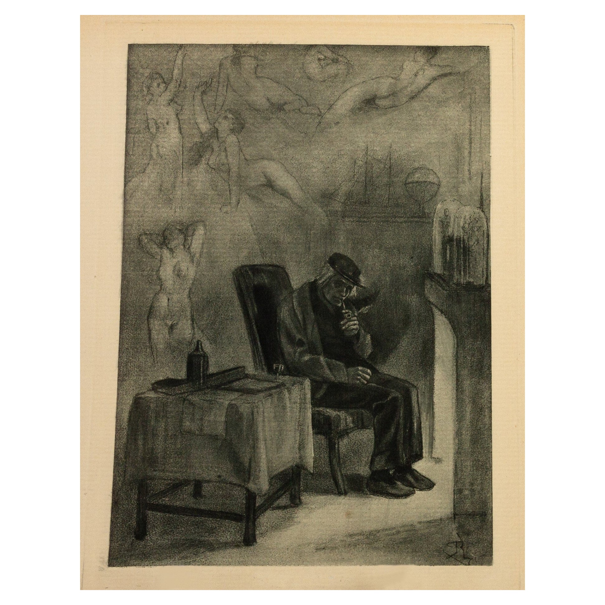Felicien Rops (1833-1898) Grabado original belga Siglo XIX