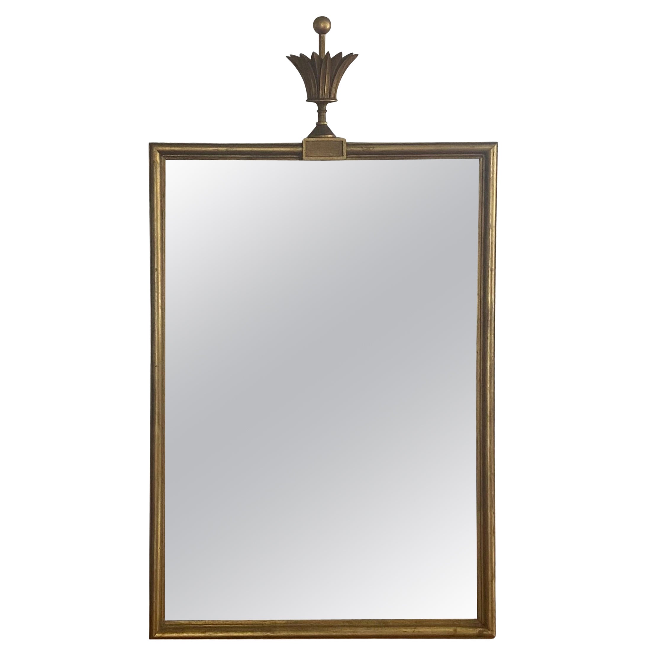 Tommi Parzinger gilt mirror decorative finial hollywood regency mid century