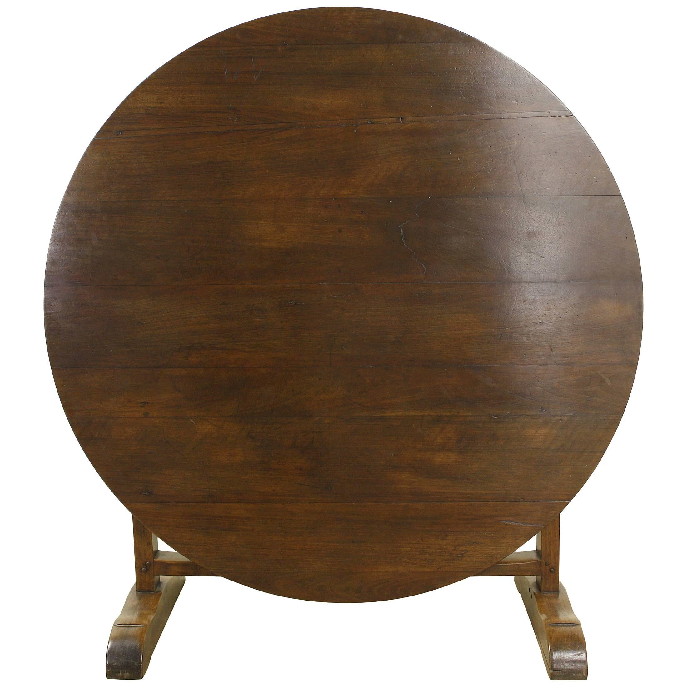 Large Round Antique Walnut Wine Table