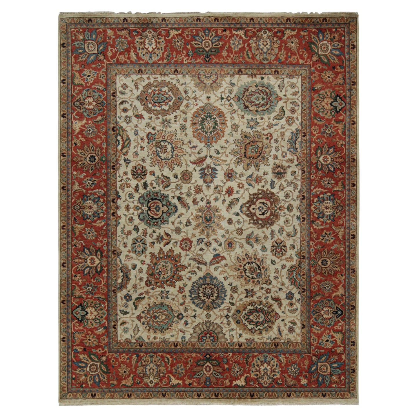 Rug & Kilim’s Persian Style Rug in Beige and Red with Floral Patterns For Sale