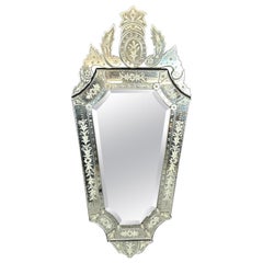 Vintage Italian Etched Glass Venetian Mirror