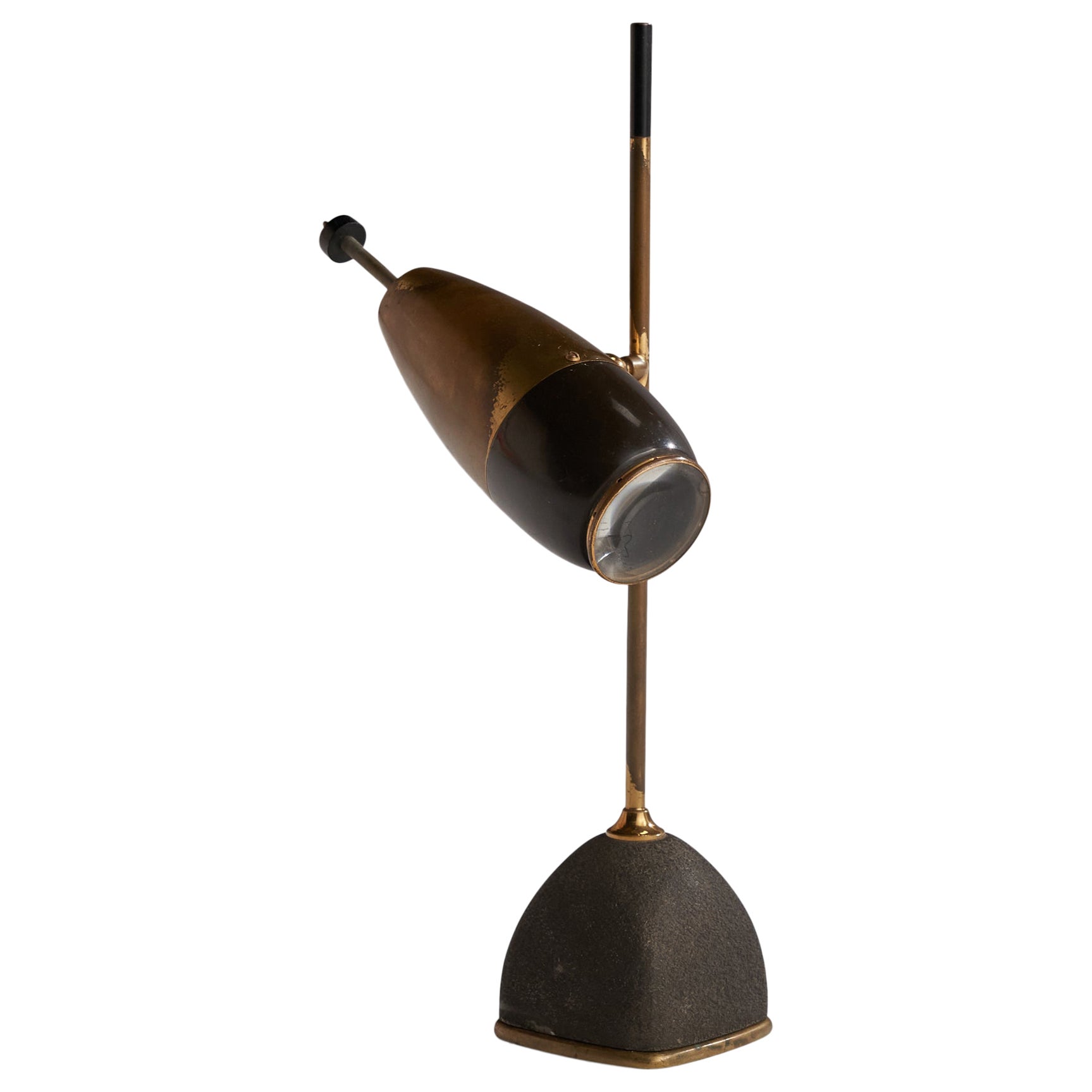 Oscar Torlasco, Table Lamp, Brass, Metal, Italy, 1950s For Sale