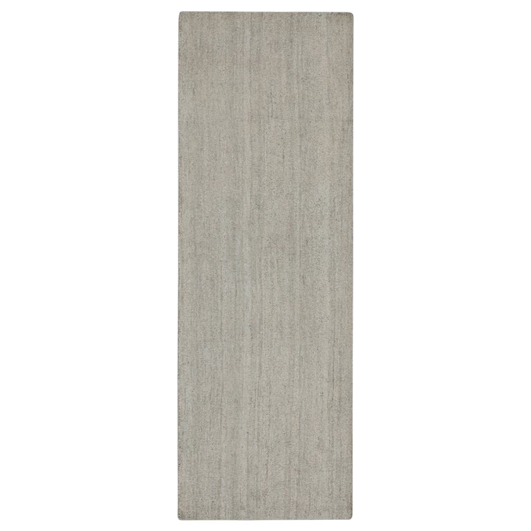 Rug & Kilim’s Contemporary Runner and Textural Rug in Solid Gray Striae For Sale