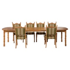 Henning Kjærnulf Oak Dining Table and 6 Dining Chairs, Denmark, Circa 1960s