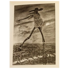 Felicien Rops (1833-1898) Acquaforte originale belga del XIX secolo