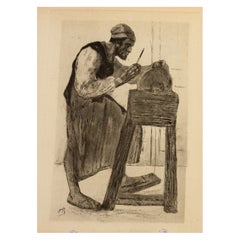 Felicien Rops (1833-1898) belgische Original-Radierung des 19. Jahrhunderts 