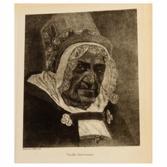 Felicien Rops (1833-1898) "Vieille Anversoise" Aguafuerte original belga S. XIX