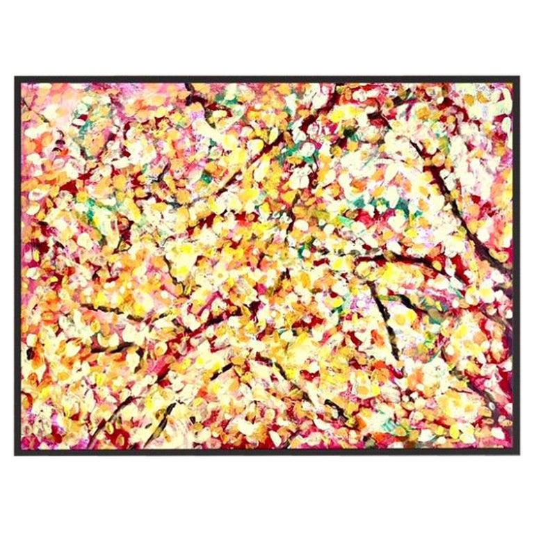 Large Abstract Painting "Golden Embers in the Sky" Signed by Arlene Carr For Sale