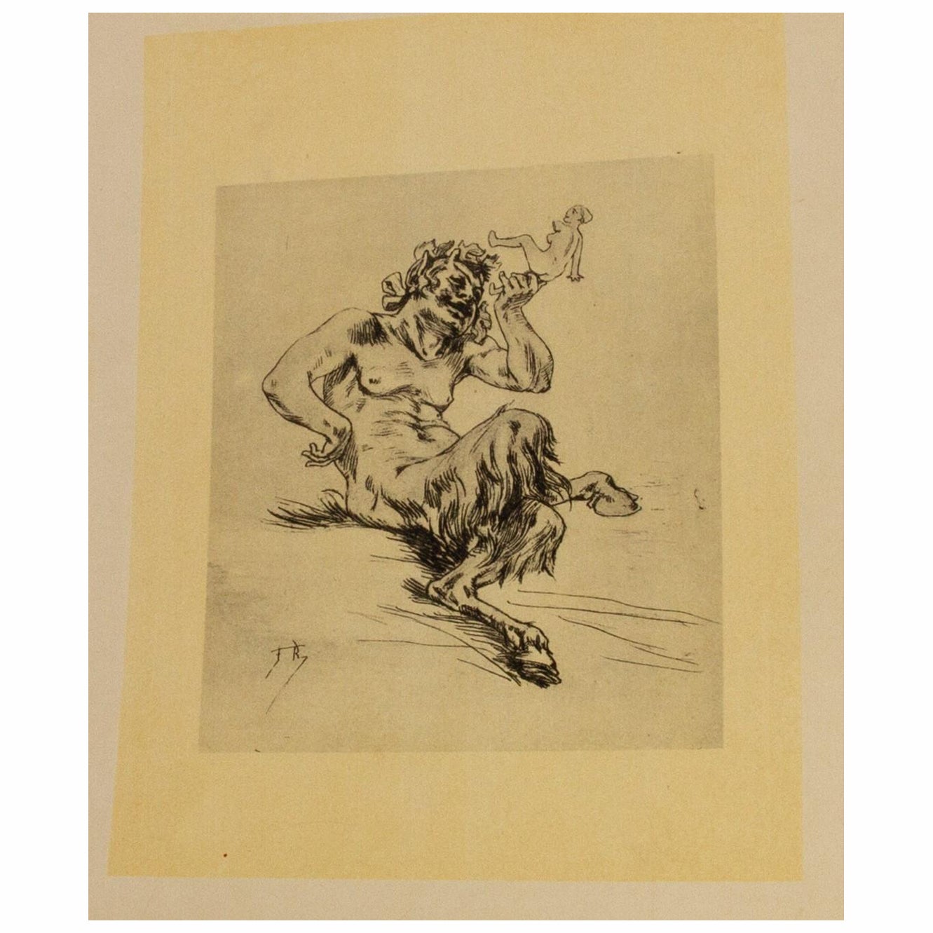 Felicien Rops (1833-1898) "La Poupée du Satyre" Belgian Original Etching 19th C For Sale