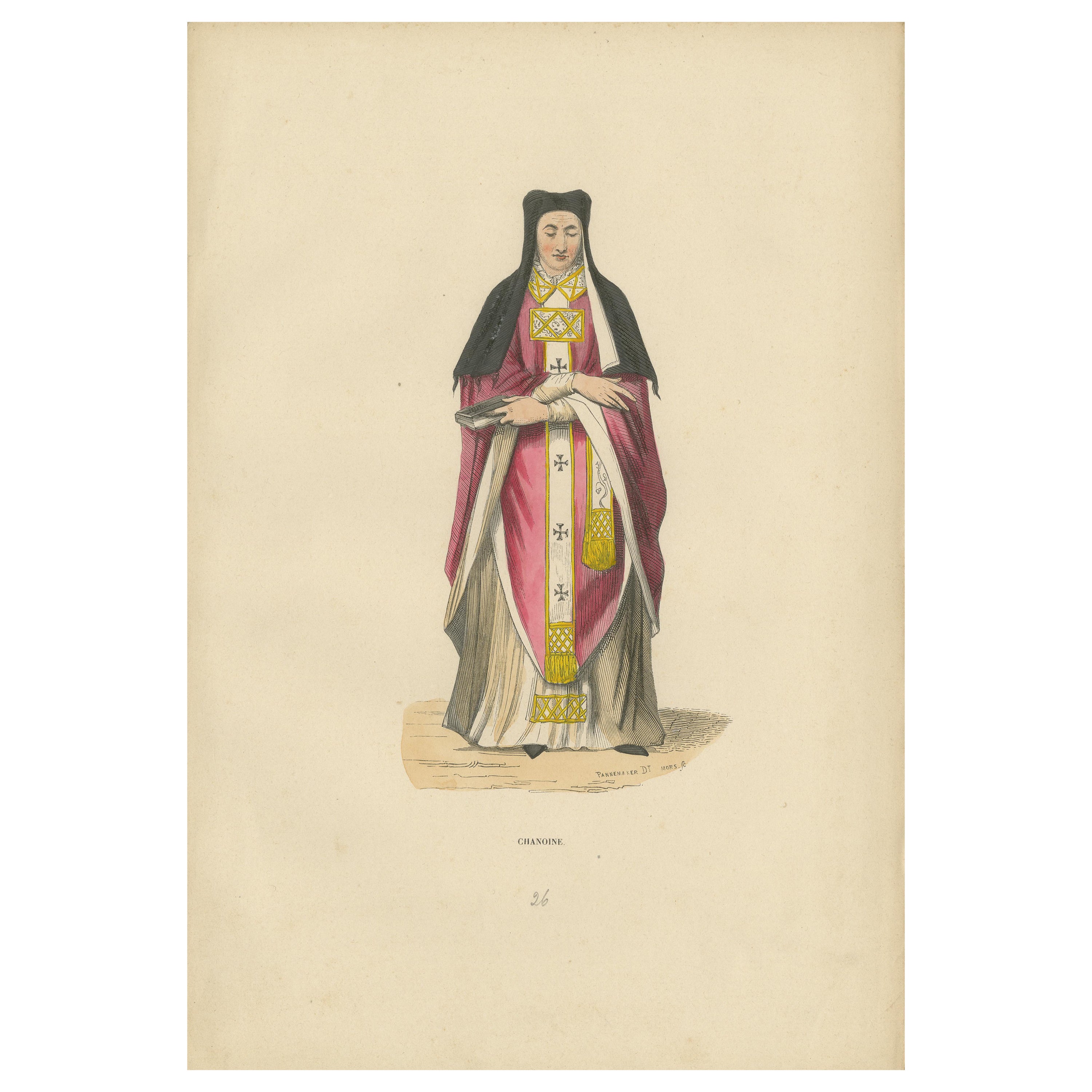 In Solemn Duty: A Canon in Contemplation, Hand-Colored Lithograph, 1847 For Sale
