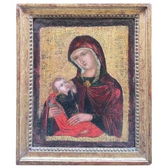 16th CENTURY VIRGIN MARY WITH CHILD ON A GOLDEN BACKGROUND 