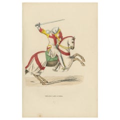 Vintage Templar Knight in Battle Attire, Costume Di Moyen Age, 1847