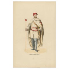 Costume Di Moyen Age en tenue de guerre avec bâton, 1847