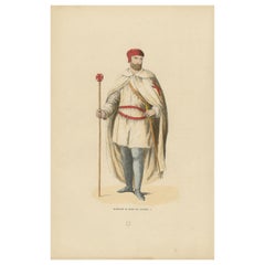 Antique Templar in War Attire with Staff, Costume Di Moyen Age, 1847