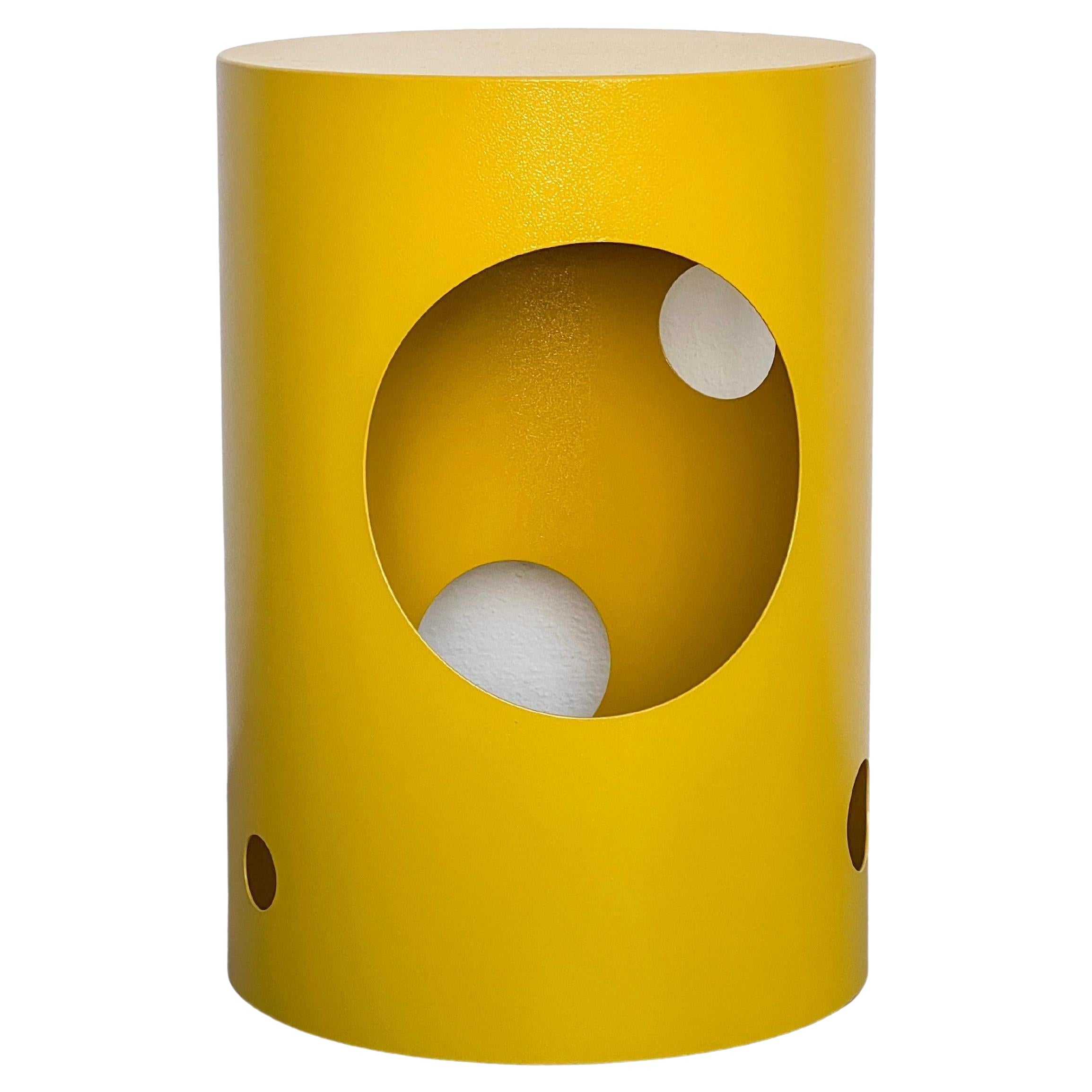 Contemporary 21st Century Spinzi Silös Stool, Side Table, Bright Yellow For Sale