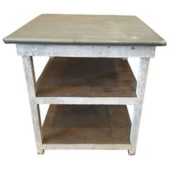 Antique Metal Top Industrial Table