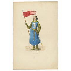 Antique Engraving of Henri, Seigneur du Mez: The Banner Bearer, 1847