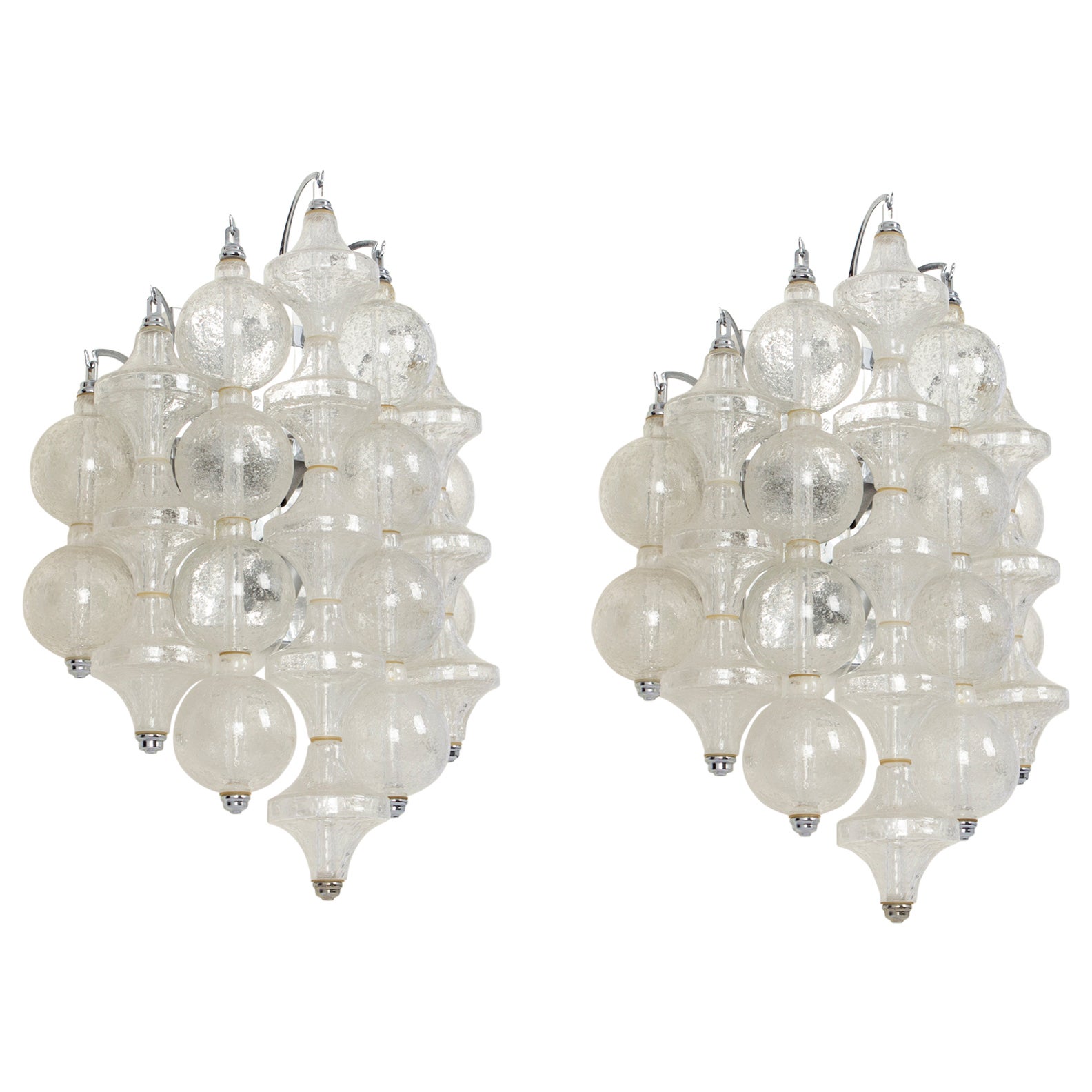 Large Pair of Large Seguso 'Tulipan' Sconces Wall Lights, Italy, 1960s