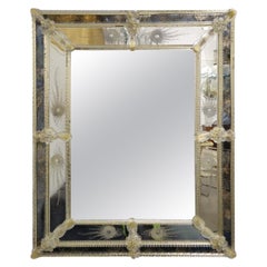 Large Murano Glass Wall Mirror, in the Style of Barovier & Toso, Italy, 1980s