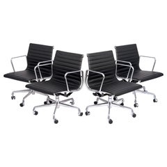 Mid Century Black Leather Office Chairs by Eames for Herman Miller 8 Available