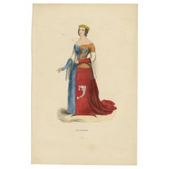 Anne d'Auvergne: Nobility in Heraldic Robes, Hand-colored in 1847