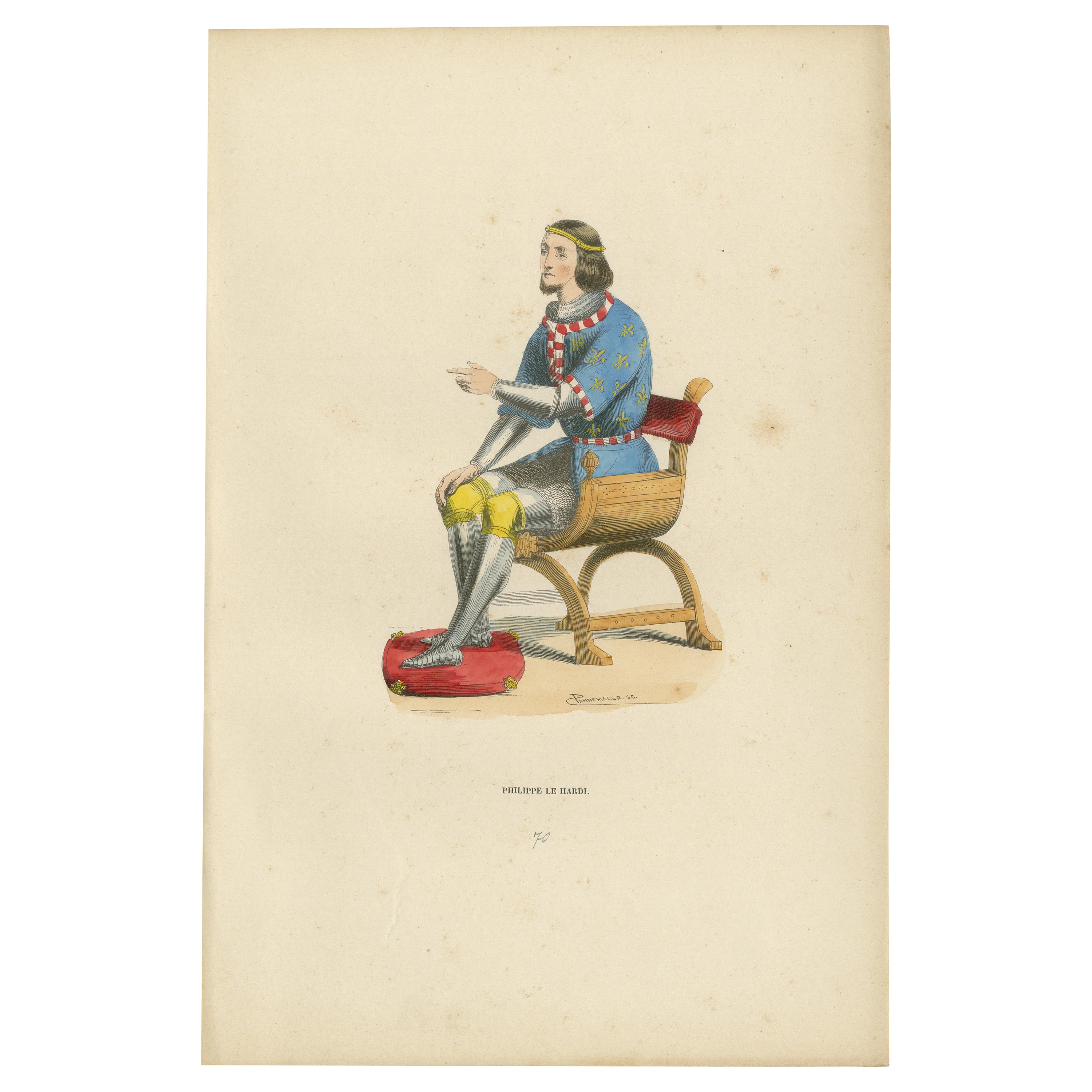 Old Engraving of Philippe le Hardi: The Bold Duke of Burgundy in Council, 1847 For Sale