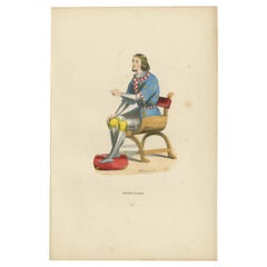 Old Engraving of Philippe le Hardi: The Bold Duke of Burgundy in Council, 1847